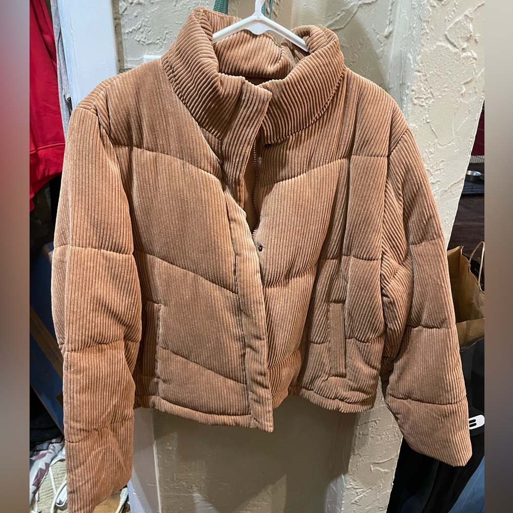 Love Tree Corduroy Puffer Jacket - Brown